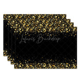 Lofaris Modern Set of 4 Placemats with Shining Gold Spot Edge Elegant Abstract Design for Holiday Parties